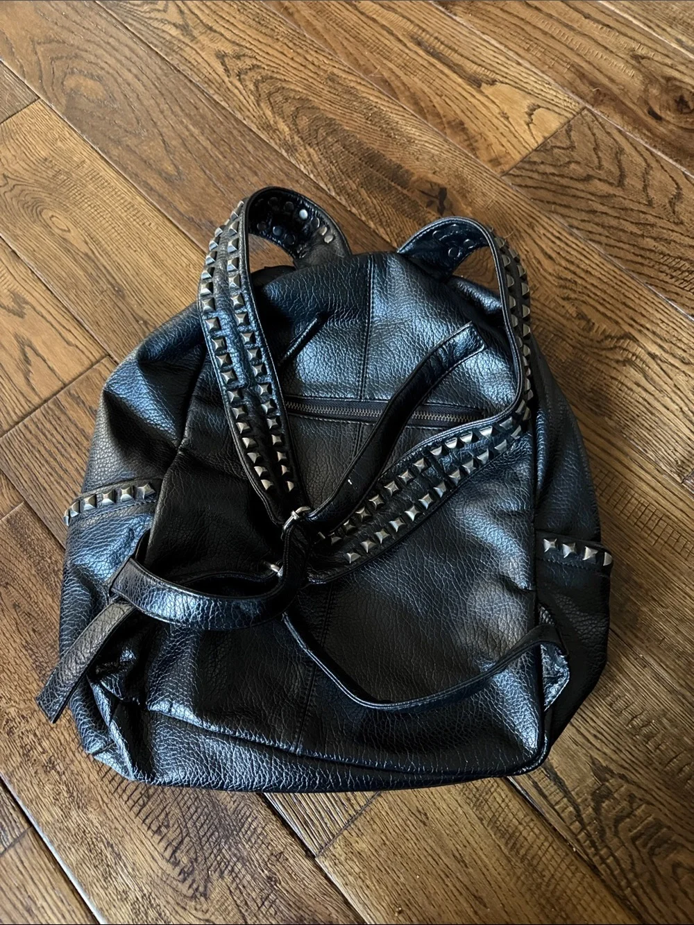 Black Studded Faux Leather Stud Mini Backpack Bag